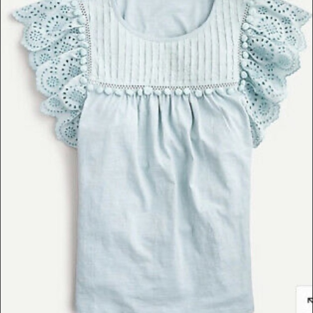NWT J. Crew Eyelet Pom Trim Top Medium